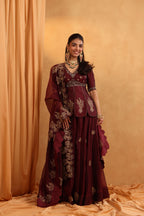 Maroon Organza Sharara Set