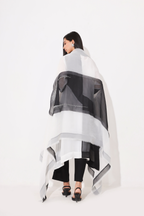ORGANZA BLACK & WHITE  SUIT WITH PATCH WORK