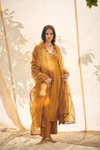 Mustard Chanderi Suit Set