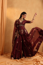 Maroon Organza Sharara Set