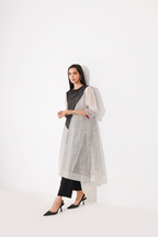 BLACK BLOCK PRINTING AND PATCH WORK KURTA SET