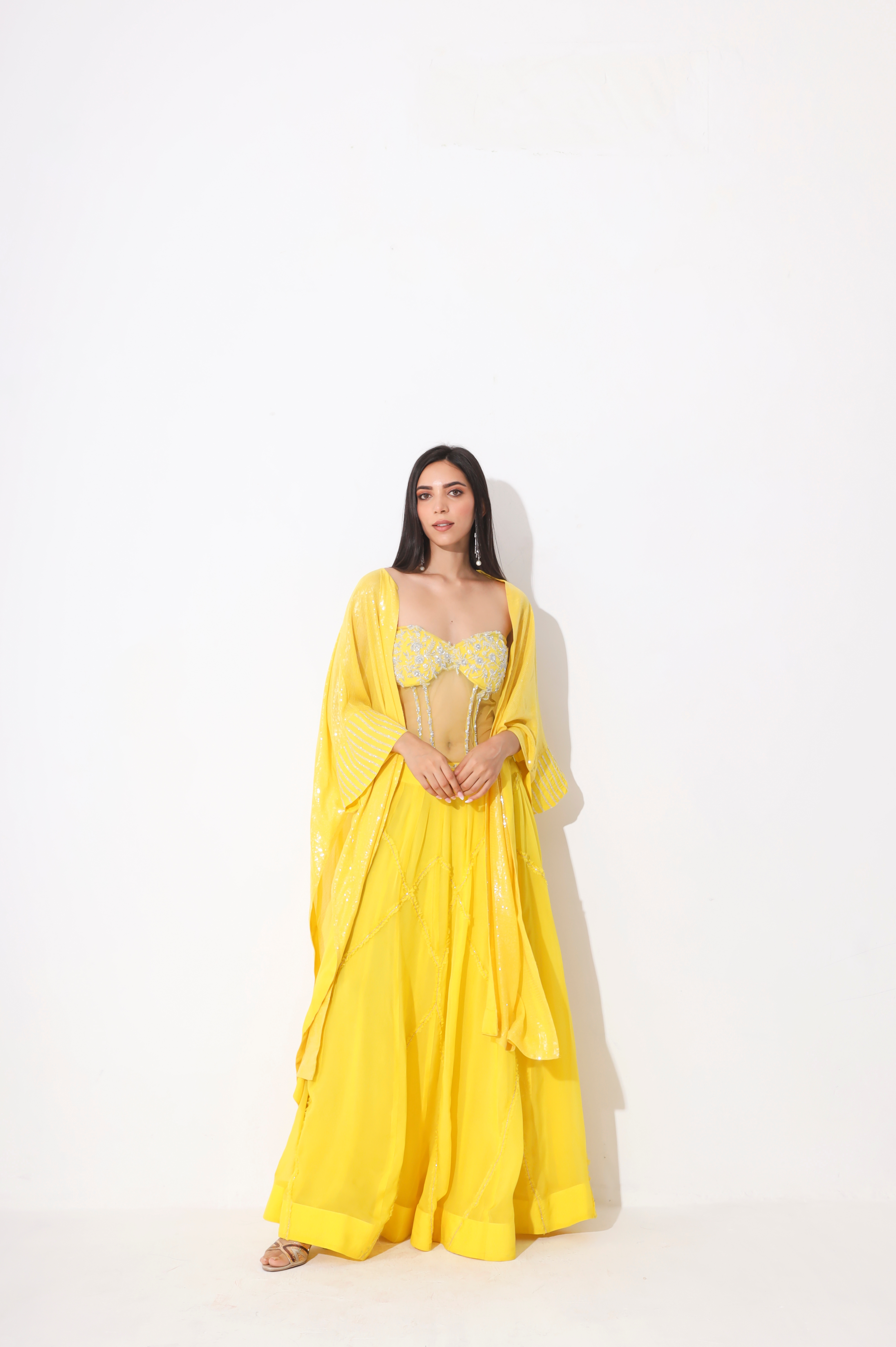 YELLOW LEHENGA WITH HAND EMBROIDERY DETAILING