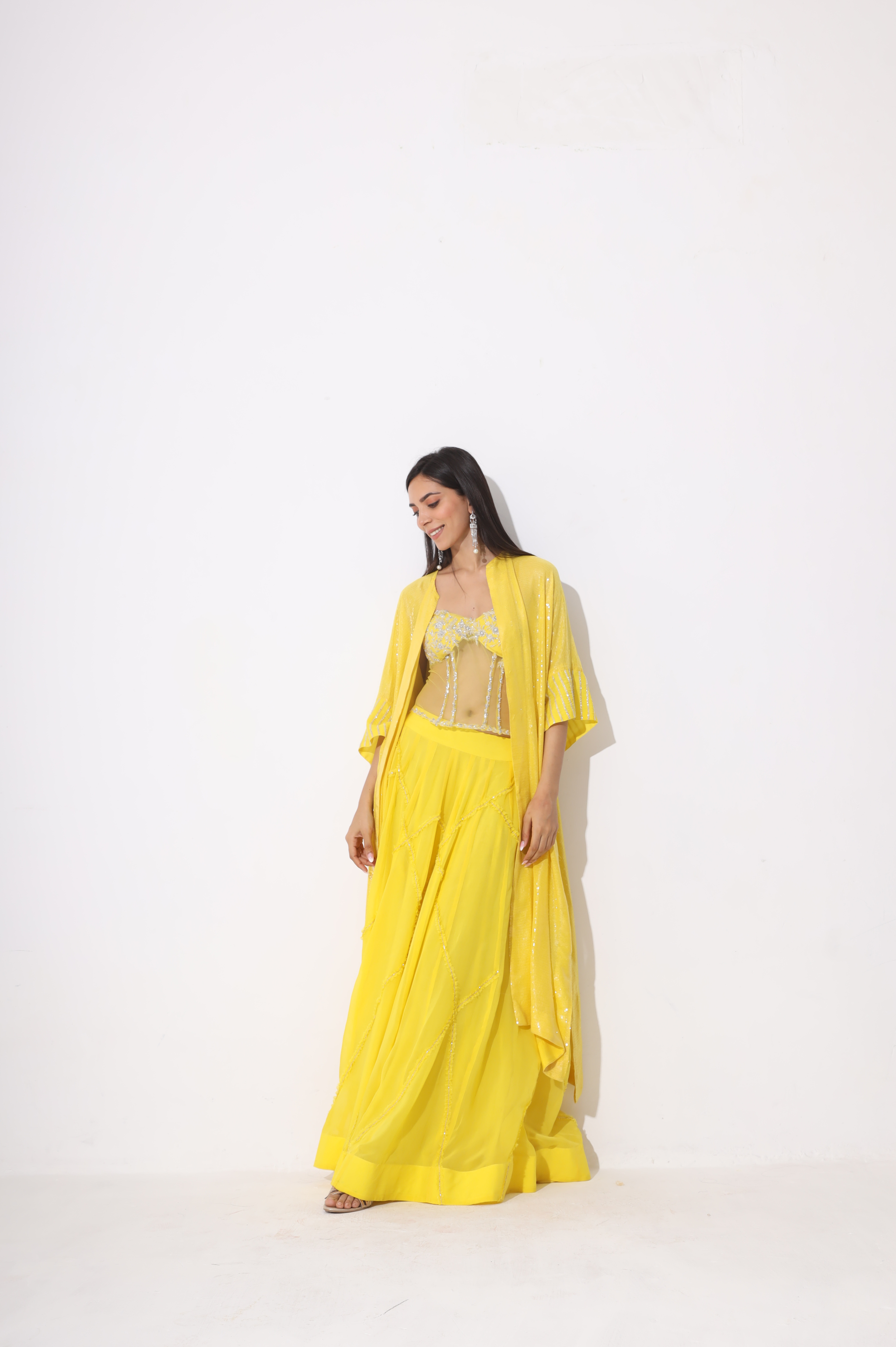 YELLOW LEHENGA WITH HAND EMBROIDERY DETAILING