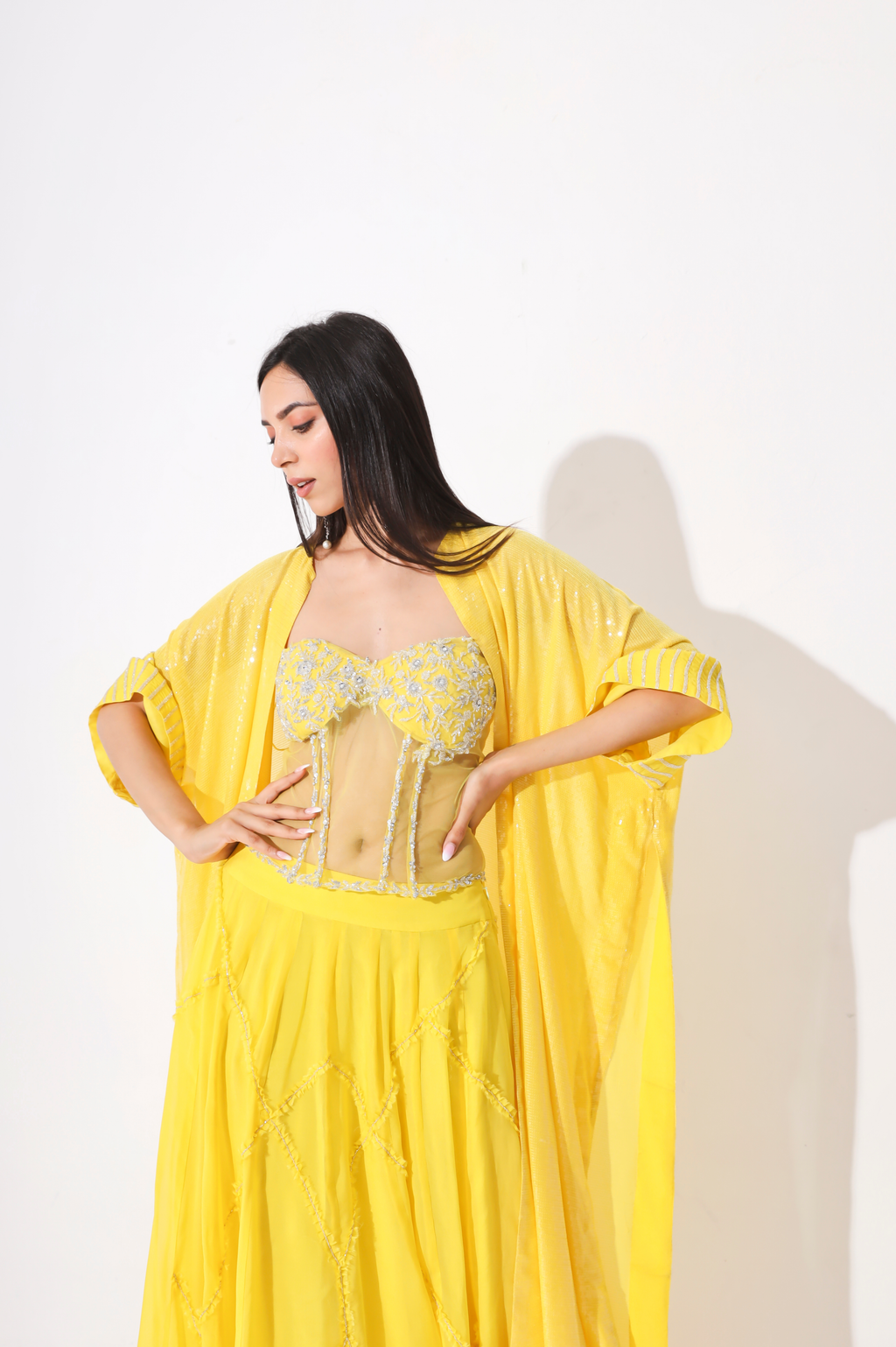 YELLOW LEHENGA WITH HAND EMBROIDERY DETAILING