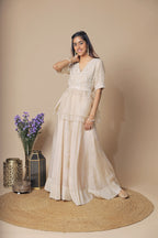 Beige Off White Organza Sharara Set
