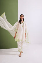 Off White Lime Chanderi Kurta Set