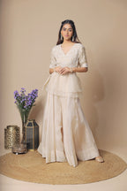 Beige Off White Organza Sharara Set