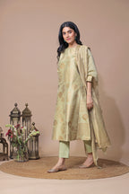 Pista Green Block Print Kurta Set