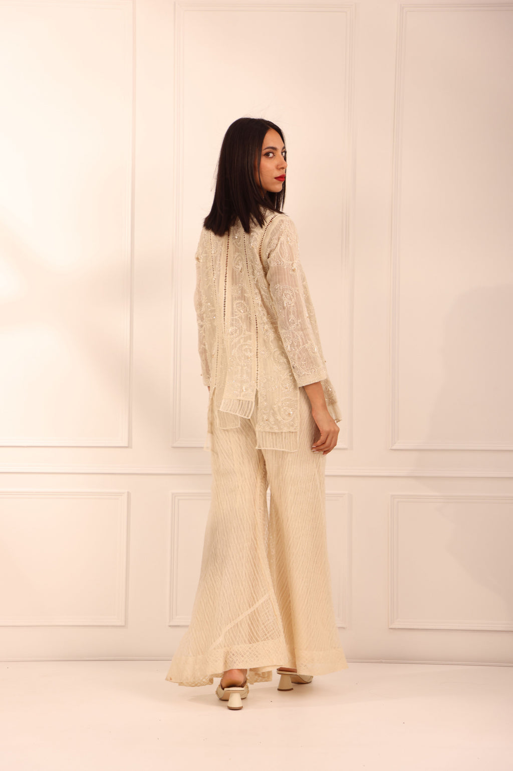 Off White Organza Sharara Set