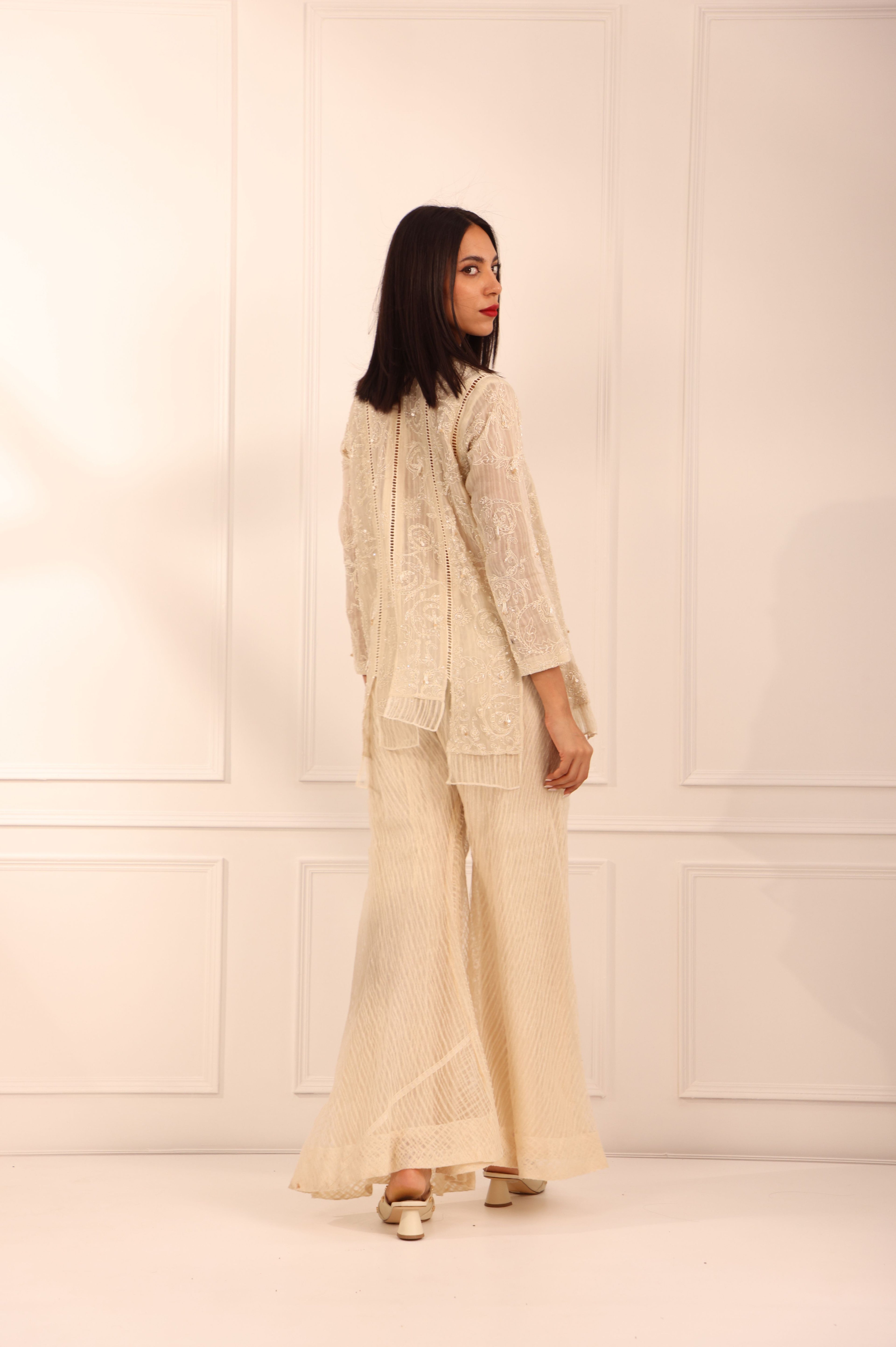 Off White Organza Sharara Set