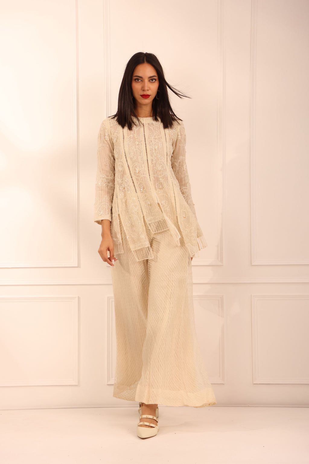 Off White Organza Sharara Set