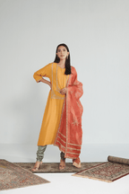 Mustard Bloom Embroidered Churidaar Set